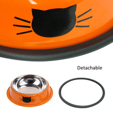 Ecuelle pour chat orange ou verte en acier inoxydable, motif tête de chat
